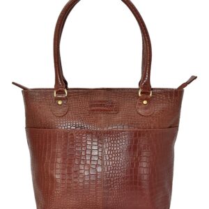 Genuine leather tote handbag for women