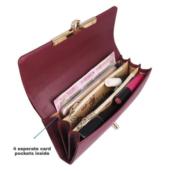 Maroon Faux Leather Women's & Girl's Wallet - Image 2