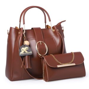 leather handbag with sling bag