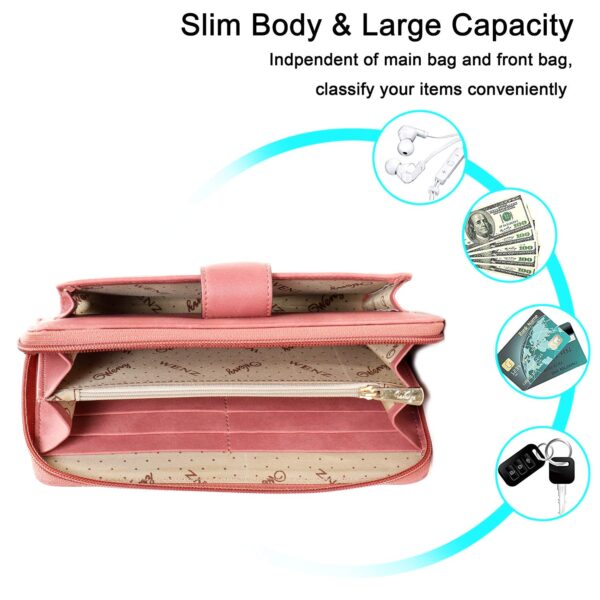 leather ladies clutch, phone, credit card holder with 6 card slots