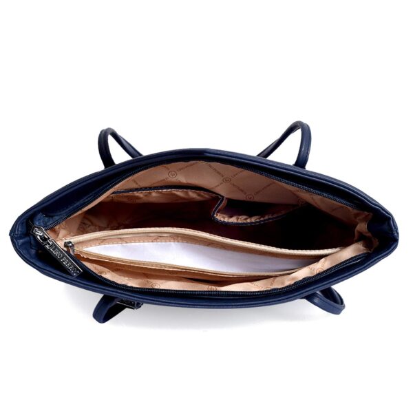 navy leatherette tote handbag for women's