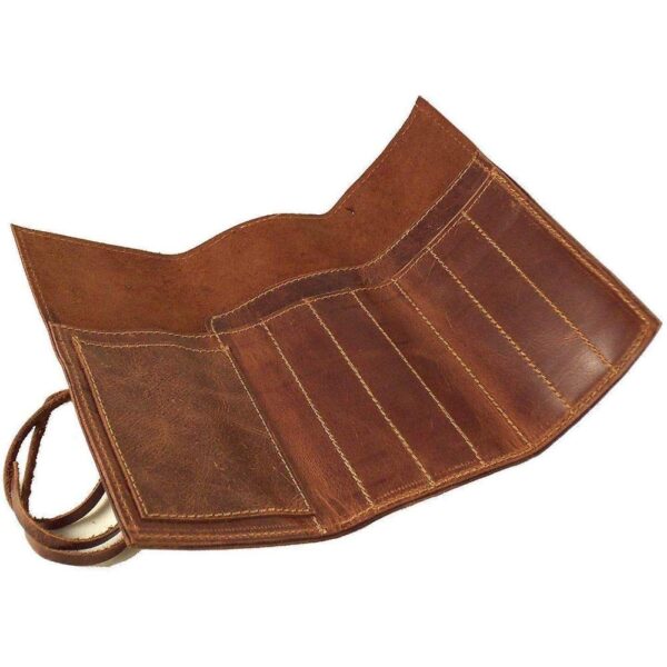Antique Style Leather Pencil Roll Case