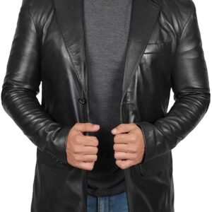 Black Leather Blazer for Men