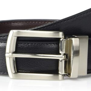 Black_Brown Leather Reversible Single-Stitch-Edge Belt