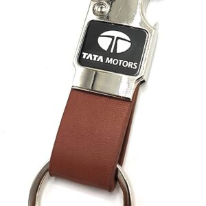 Car Metal Brown Leather Opner Keychain