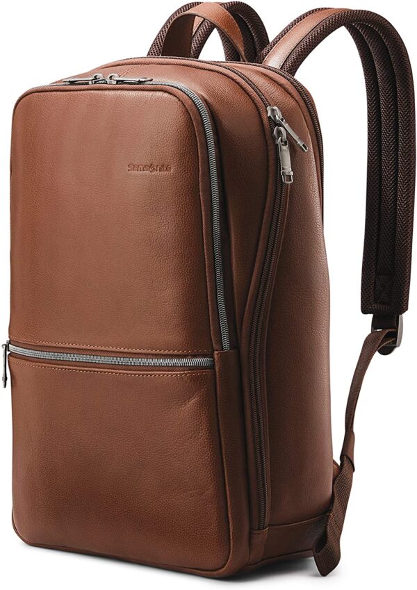 Classic Leather Slim Backpack, Cognac