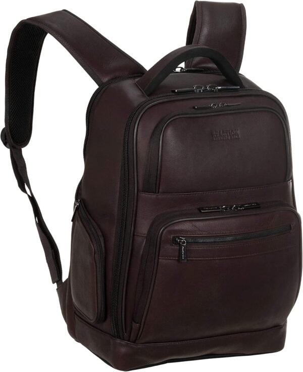 Colombian Leather Double Compartment Laptop RFID Backpack Bag