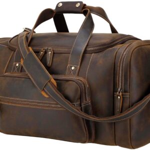 Cowhide Leather Gym Duffle Weekender Overnight Travel Duffel Bag