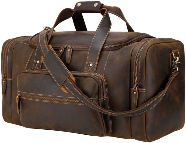 Cowhide Leather Gym Duffle Weekender Overnight Travel Duffel Bag