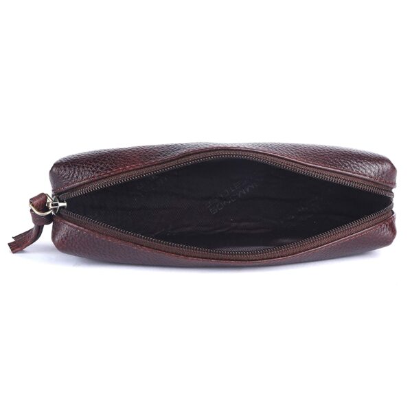 Genuine Leather Brown Utility Pouch - Image 2