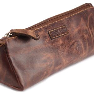 Genuine Leather Crazy Brown Utility Pouch for Men and Women