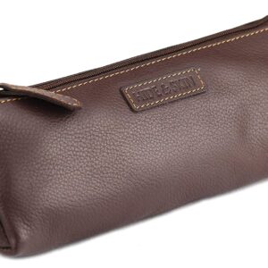 Genuine Leather Grain Brown Utility Pouch for Men and Women