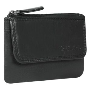 Genuine Leather Key Case Multi use Key and Coin Wallet with Zip and Flap Pocket
