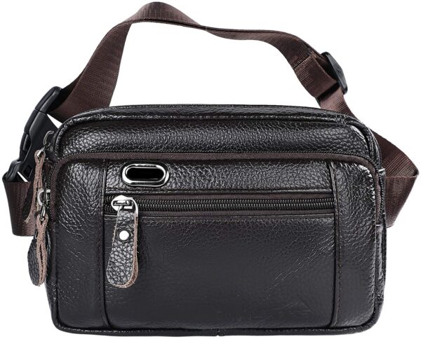 Genuine Leather Multiple Pockets Organizer with Adjustable Belt