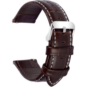 Genuine Leather Replacement Watch Strap with Stainless Metal Clasp