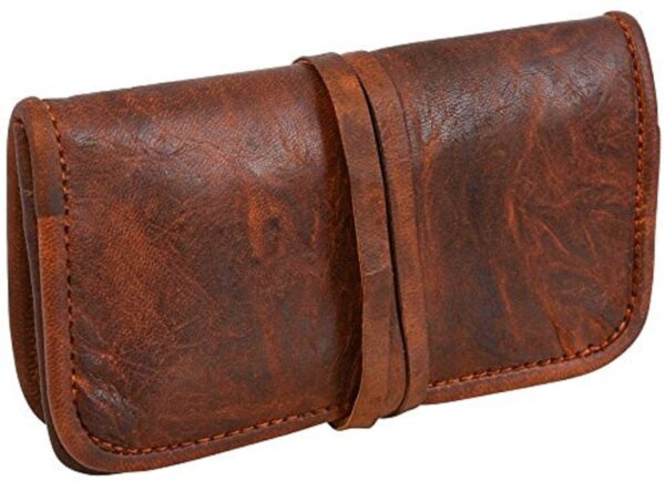 Genuine Leather Stationery Make-Up Wrap Case