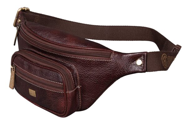 Genuine Leather Waist Bag Elegant Style Travel Pouch Passport Holder with Adjustable Strap for Multipurpose Use