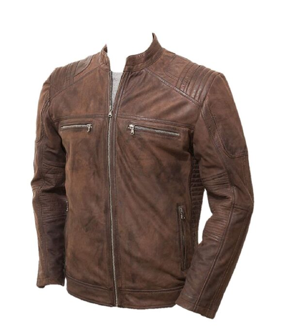 Genuine leather dark brown leather jacket