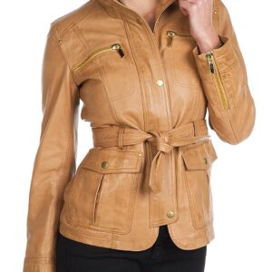 Genuine leather jacket in tan colour