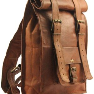 Handmade Leather Roll-On Backpack Bag for Unisex