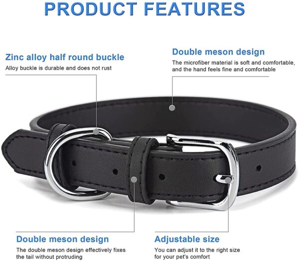 Leather Adjustable Dog Collar Neck Belt for Small Dogs - Image 2