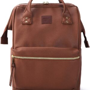 Leather Backpack Diaper Bag with Laptop Compartment