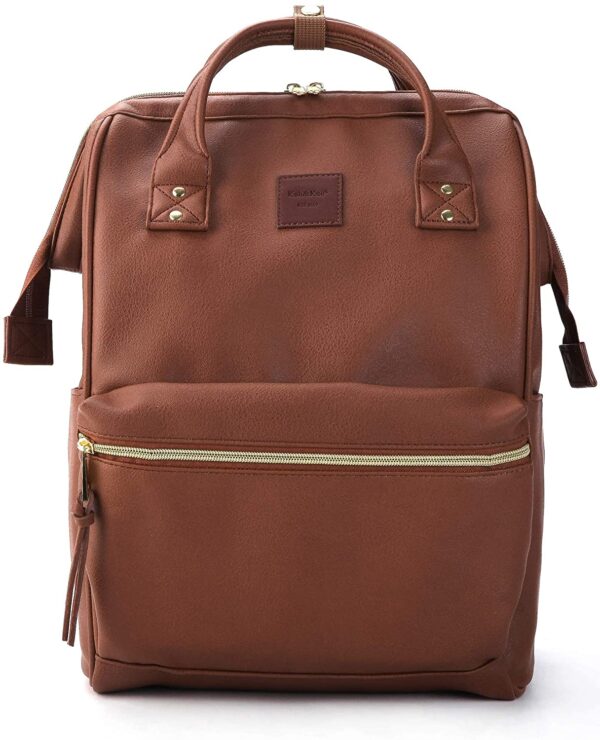 Leather Backpack Diaper Bag with Laptop Compartment