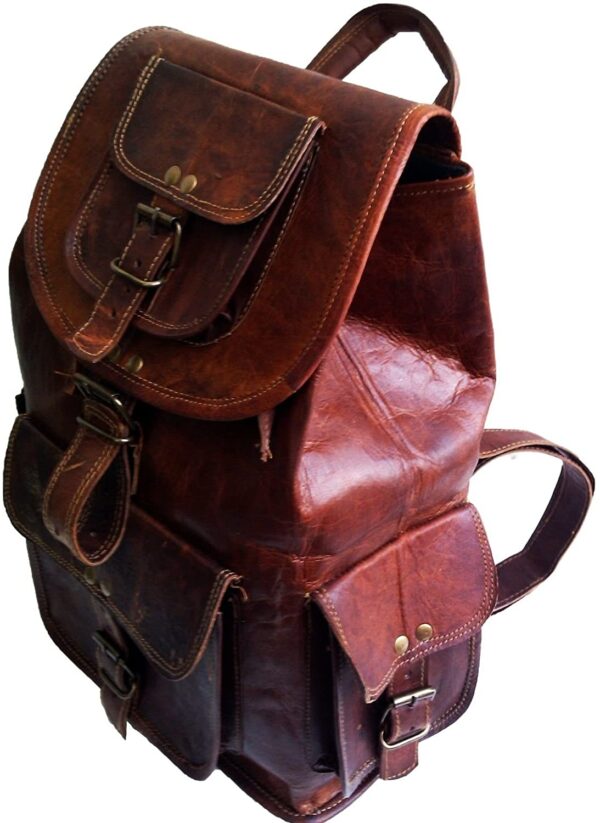 Leather Backpack Travel daypack Bag for men women - Image 2