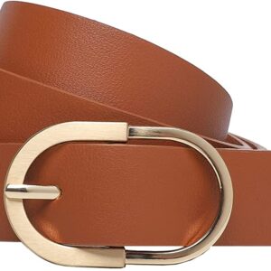 Leather Belt Women for Dress with Metal Buckle