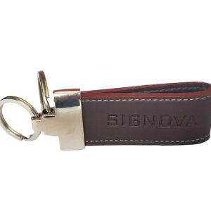 Leather Double Steel Ring Keychain Key Holder