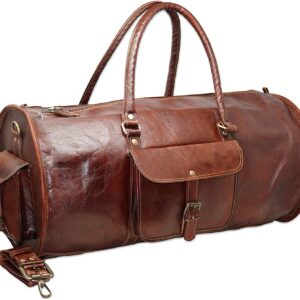 Leather Duffle Bag Travel Carry-on Luggage Overnight Gym Weekender Bag