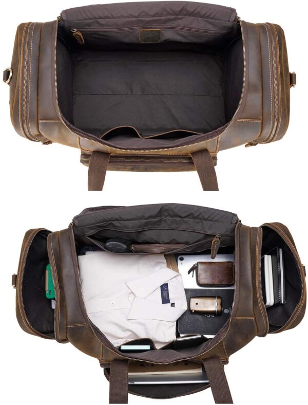 Leather Gym Duffle Weekender Overnight Travel Duffel Bag - Image 2