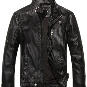 Men's Vintage Stand Collar Leather Jacket