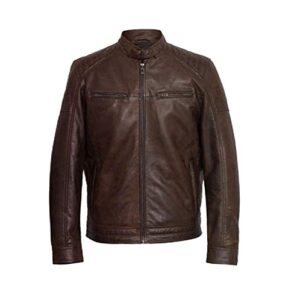 Men's biker style pure genuine leather jacket