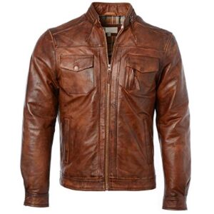 Men's stylish pure genuine leather jacket