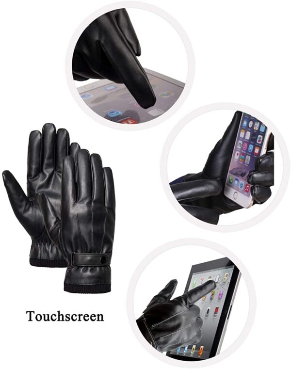 Leather Touchscreen Snap Closure Cycling Glove - Image 2