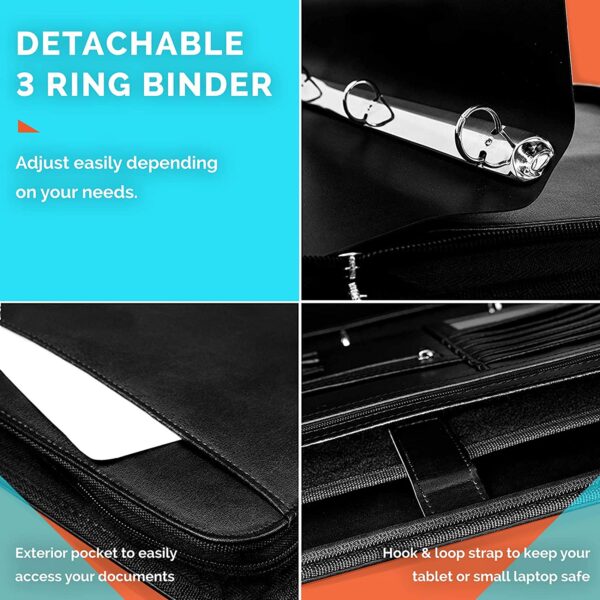Portfolio Padfolio 3 Three Ring Binder Document Organizer