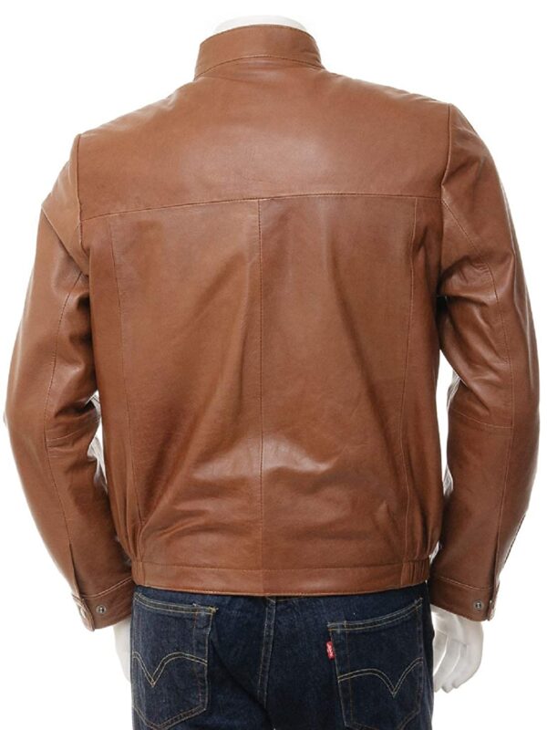 Pure genuine leather tan stylish jacket
