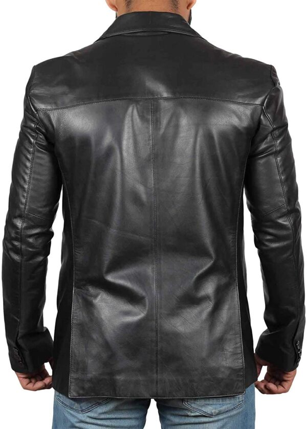 Real Lambskin Brown Leather Mens Blazer