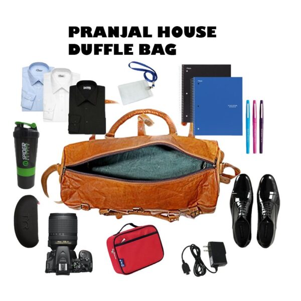 Real Leather Brown Leather Duffel Bag