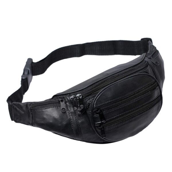 Stylish Real Leather Black Waist Bag