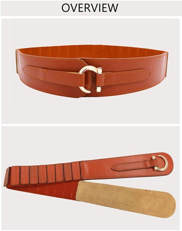 Women Leather Hook Designed Buckle Wide Waist Belt - Image 2