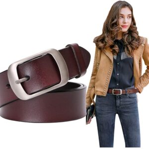 Womens Leather Belts with Pin Buckle Waist