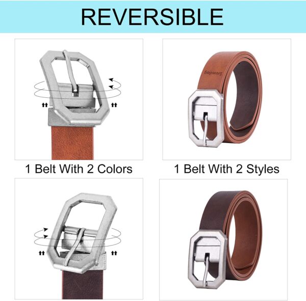 Women's Reversible Leather Belts for Jeans Pants Dresses - Image 2