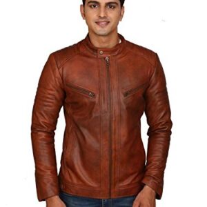 genuine leather men casual 4tan jacket