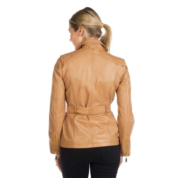 genuine women's leather jacket in tan colour