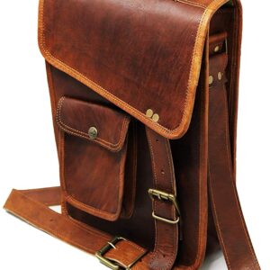 leather messenger bag laptop case office briefcase gift for men