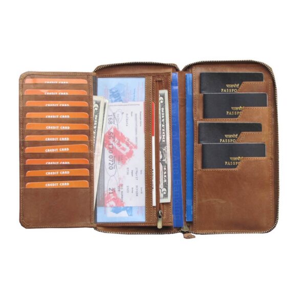 tan leather unisex passport holder