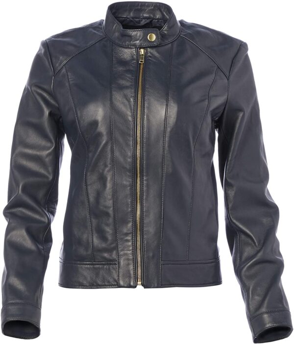 womens Leather Racer Jacket